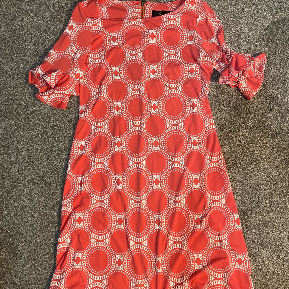 Ronni Nicole Red and White Geometric Dress